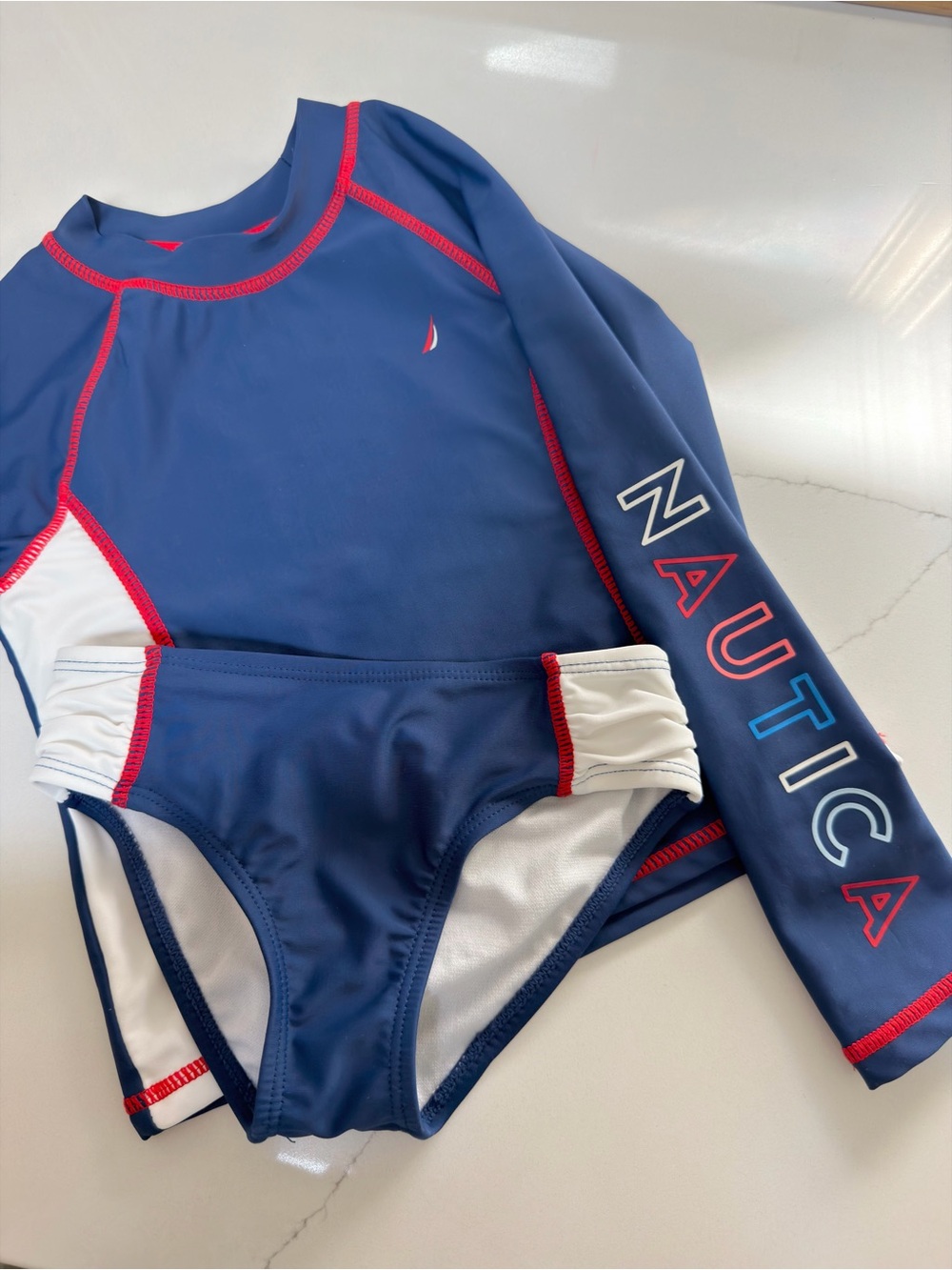 Nautica Girls' Two-piece Rashguard Swimsuit Set